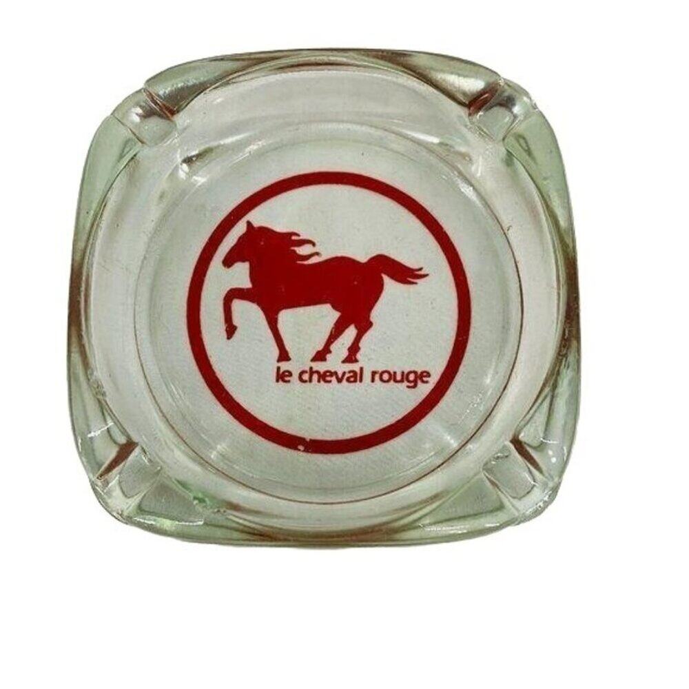 Vintage Le Cheval Rouge Red Horse Glass Tourist Keepsake